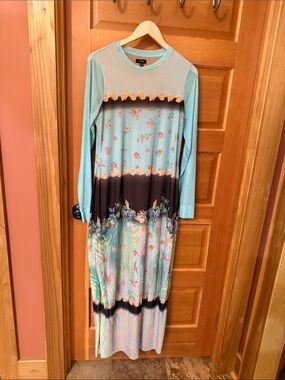 AFRM Light Teal Floral Panel Maxi Dress